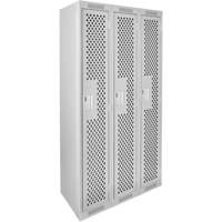Clean Line Lockers, Bank of 3, 36" x 15" x 72", Steel, Grey, Rivet (Assembled), Perforated Toolneeds Inc.