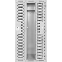 Clean Line Lockers, Bank of 3, 36" x 15" x 72", Steel, Grey, Rivet (Assembled), Perforated Toolneeds Inc.