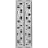 Casiers Clean Line, 2 niveaux, Bloc de 2, 24" x 15" x 72", Acier, Gris, Rivet (assembl&eacute;), Perfor&eacute; Toolneeds Inc.