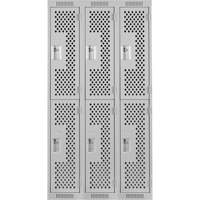 Clean Line Lockers, 2 -tier, Bank of 3, 36" x 15" x 72", Steel, Grey, Rivet (Assembled), Perforated Toolneeds Inc.