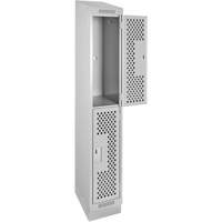 Casiers Clean Line, 2 niveaux, 12" x 12" x 82", Acier, Gris, Rivet (assembl&eacute;), Perfor&eacute; Toolneeds Inc.