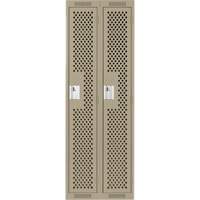 Clean Line Lockers, Bank of 2, 24" x 15" x 72", Steel, Beige, Rivet (Assembled), Perforated Toolneeds Inc.
