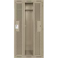 Clean Line Lockers, Bank of 3, 36" x 15" x 72", Steel, Beige, Rivet (Assembled), Perforated Toolneeds Inc.
