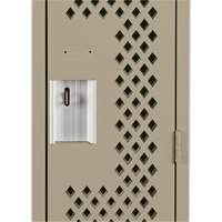 Clean Line Lockers, Bank of 3, 36" x 15" x 72", Steel, Beige, Rivet (Assembled), Perforated Toolneeds Inc.