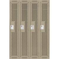 Clean Line Lockers, Bank of 4, 48" x 15" x 72", Steel, Beige, Rivet (Assembled), Perforated Toolneeds Inc.
