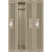 Clean Line Lockers, Bank of 4, 48" x 15" x 72", Steel, Beige, Rivet (Assembled), Perforated Toolneeds Inc.