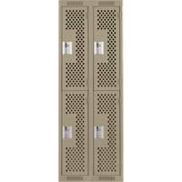Casiers Clean Line, 2 niveaux, Bloc de 2, 24" x 15" x 72", Acier, Beige, Rivet (assembl&eacute;), Perfor&eacute; Toolneeds Inc.