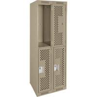 Casiers Clean Line, 2 niveaux, Bloc de 2, 24" x 15" x 72", Acier, Beige, Rivet (assembl&eacute;), Perfor&eacute; Toolneeds Inc.