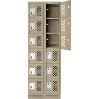 Clean-Line Perforated Lockerette, 6 -tier, Bank of 2, 15" x 72" x 12", Steel Toolneeds Inc.