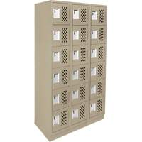 Clean-Line Perforated Lockerette, 6 -tier, Bank of 3, 15" x 72" x 12", Steel Toolneeds Inc.