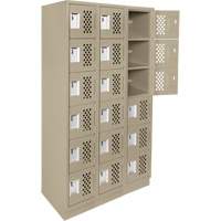 Clean-Line Perforated Lockerette, 6 -tier, Bank of 3, 15" x 72" x 12", Steel Toolneeds Inc.