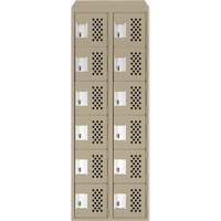 Assembled Lockerettes Clean Line Perforated Economy Lockers, 6 -tier, Bank of 2, 18" x 72" x 12", Steel Toolneeds Inc.