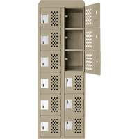 Assembled Lockerettes Clean Line Perforated Economy Lockers, 6 -tier, Bank of 2, 18" x 72" x 12", Steel Toolneeds Inc.