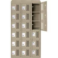 Assembled Lockerettes Clean Line Perforated Economy Lockers, 6 -tier, Bank of 3, 18" x 72" x 12", Steel Toolneeds Inc.