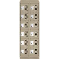 Assembled Lockerettes Clean Line Perforated Economy Lockers, 6 -tier, Bank of 2, 18" x 72" x 12", Steel Toolneeds Inc.