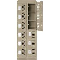 Assembled Lockerettes Clean Line Perforated Economy Lockers, 6 -tier, Bank of 2, 18" x 72" x 12", Steel Toolneeds Inc.