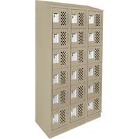 Assembled Lockerettes Clean Line Perforated Economy Lockers, 6 -tier, Bank of 3, 18" x 72" x 12", Steel Toolneeds Inc.