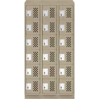 Assembled Lockerettes Clean Line Perforated Economy Lockers, 6 -tier, Bank of 3, 18" x 72" x 12", Steel Toolneeds Inc.