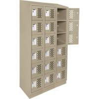 Assembled Lockerettes Clean Line Perforated Economy Lockers, 6 -tier, Bank of 3, 18" x 72" x 12", Steel Toolneeds Inc.