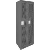 Clean Line Lockers, Bank of 2, 24" x 15" x 72", Steel, Charcoal, Rivet (Assembled), Perforated Toolneeds Inc.