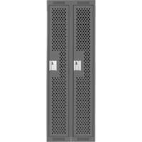 Clean Line Lockers, Bank of 2, 24" x 15" x 72", Steel, Charcoal, Rivet (Assembled), Perforated Toolneeds Inc.