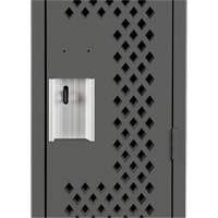 Clean Line Lockers, Bank of 3, 36" x 15" x 72", Steel, Charcoal, Rivet (Assembled), Perforated Toolneeds Inc.