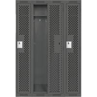Clean Line Lockers, Bank of 4, 48" x 15" x 72", Steel, Charcoal, Rivet (Assembled), Perforated Toolneeds Inc.