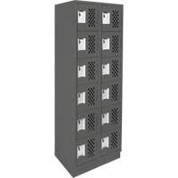 Clean-Line Perforated Lockerette, 6 -tier, Bank of 2, 15" x 72" x 12", Steel Toolneeds Inc.