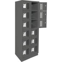 Clean-Line Perforated Lockerette, 6 -tier, Bank of 2, 15" x 72" x 12", Steel Toolneeds Inc.