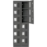 Clean-Line Perforated Lockerette, 6 -tier, Bank of 2, 15" x 72" x 12", Steel Toolneeds Inc.