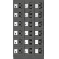 Clean-Line Perforated Lockerette, 6 -tier, Bank of 3, 15" x 72" x 12", Steel Toolneeds Inc.