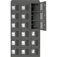 Assembled Lockerettes Clean Line Perforated Economy Lockers, 6 -tier, Bank of 3, 18" x 72" x 12", Steel Toolneeds Inc.