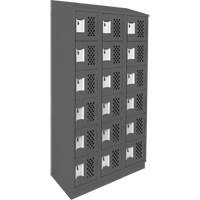 Assembled Lockerettes Clean Line Perforated Economy Lockers, 6 -tier, Bank of 3, 18" x 72" x 12", Steel Toolneeds Inc.