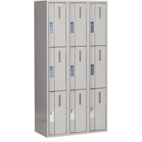 Concorde Heavy-Duty Lockers, 3 -tier, Bank of 3, 36" x 18" x 72", Steel, Grey, Welded (Assembled) Toolneeds Inc.