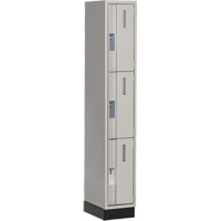 Concorde Heavy-Duty Lockers, 3 -tier, 12" x 18" x 76", Steel, Grey, Welded (Assembled) Toolneeds Inc.