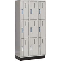 Concorde Heavy-Duty Lockers, 3 -tier, Bank of 3, 36" x 18" x 76", Steel, Grey, Welded (Assembled) Toolneeds Inc.