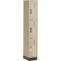 Concorde Heavy-Duty Lockers, 3 -tier, 12" x 18" x 76", Steel, Beige, Welded (Assembled) Toolneeds Inc.