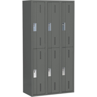 Concorde Heavy-Duty Lockers, 2 -tier, Bank of 3, 36" x 18" x 72", Steel, Charcoal, Welded (Assembled) Toolneeds Inc.