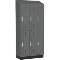 Concorde Heavy-Duty Lockers, 2 -tier, Bank of 3, 36" x 18" x 82", Steel, Charcoal, Welded (Assembled) Toolneeds Inc.