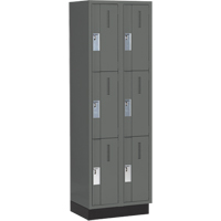 Concorde Heavy-Duty Lockers, 3 -tier, Bank of 2, 24" x 18" x 76", Steel, Charcoal, Welded (Assembled) Toolneeds Inc.