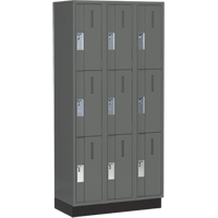 Concorde Heavy-Duty Lockers, 3 -tier, Bank of 3, 36" x 18" x 76", Steel, Charcoal, Welded (Assembled) Toolneeds Inc.