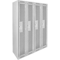 Clean Line Lockers, Bank of 4, 48" x 15" x 72", Steel, Grey, Rivet (Assembled), Perforated Toolneeds Inc.