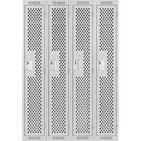 Clean Line Lockers, Bank of 4, 48" x 15" x 72", Steel, Grey, Rivet (Assembled), Perforated Toolneeds Inc.