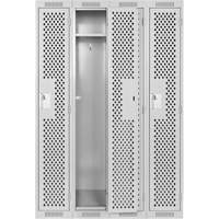 Clean Line Lockers, Bank of 4, 48" x 15" x 72", Steel, Grey, Rivet (Assembled), Perforated Toolneeds Inc.