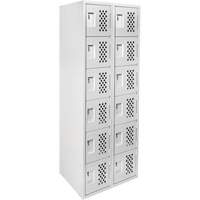 Clean-Line Perforated Lockerette, 6 -tier, Bank of 2, 12" x 72" x 12", Steel Toolneeds Inc.