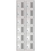 Clean-Line Perforated Lockerette, 6 -tier, Bank of 2, 12" x 72" x 12", Steel Toolneeds Inc.