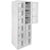Clean-Line Perforated Lockerette, 6 -tier, Bank of 2, 12" x 72" x 12", Steel Toolneeds Inc.