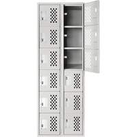 Clean-Line Perforated Lockerette, 6 -tier, Bank of 2, 12" x 72" x 12", Steel Toolneeds Inc.