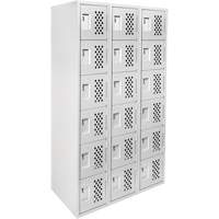 Clean-Line Perforated Lockerette, 6 -tier, Bank of 3, 12" x 72" x 12", Steel Toolneeds Inc.