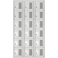 Clean-Line Perforated Lockerette, 6 -tier, Bank of 3, 12" x 72" x 12", Steel Toolneeds Inc.